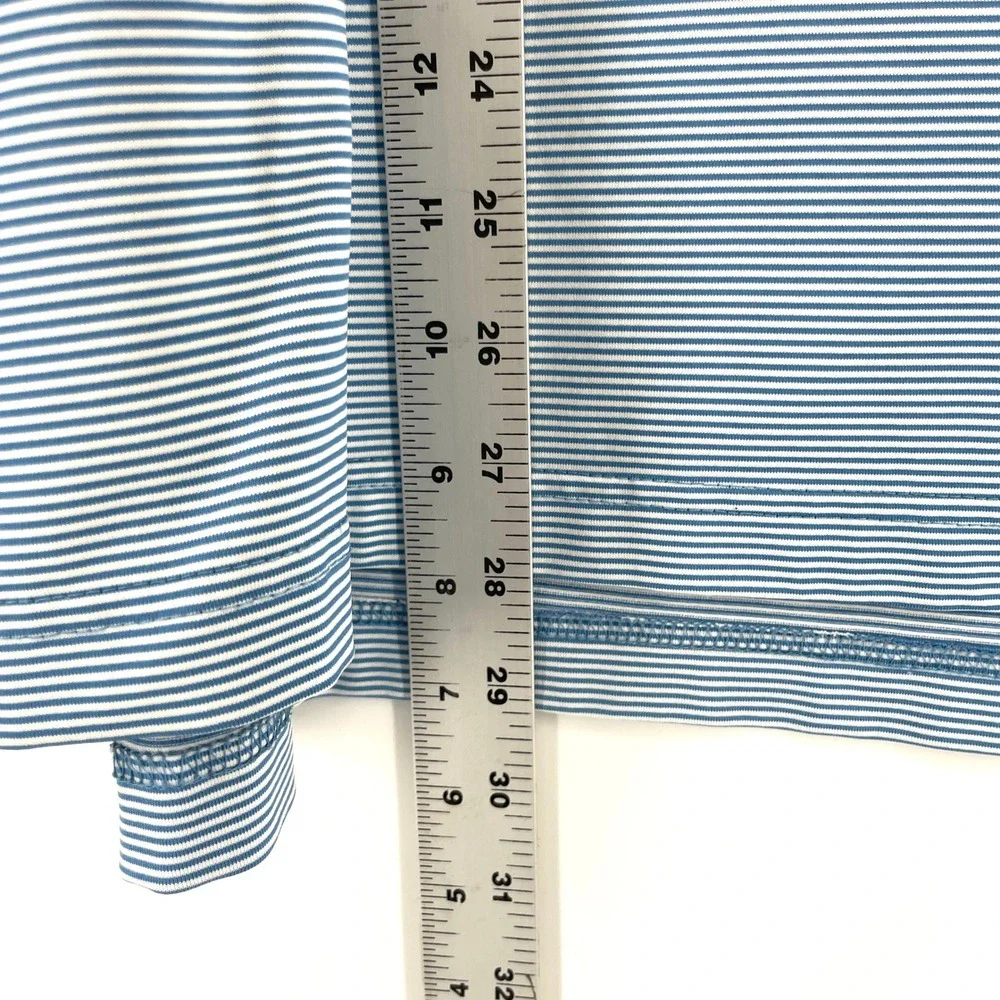 Nike Dri-Fit Golf Polo Shirt Mens L Blue White Striped Lighthouse‎ Short Sleeve